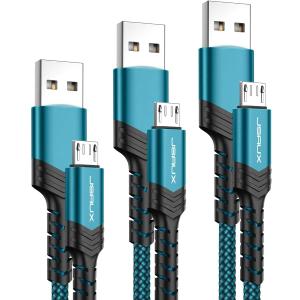JSAUX Micro USB Charger Cable, (3-Pack 3.3ft+6.6ft+10ft) Android Charger Micro USB to USB A Nylon Braided Cord Compatible with Samsung Galaxy S6 S7 Edge Note 5, Kindle and More-Green