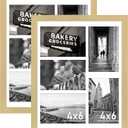 VIOLABBEY 11x14 Collage Picture Frames 2Pack, Fit Five 4x6 Photos with Mat or One 11x14 Pictures without Mat for Wall or Tabletop, Picture Frames Collage Wall Decor ,4x6 Picture Frame Collage with Stand Gold