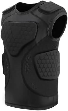 Youth Football Padded Shirt, Chest Rib Protector, Compression Padded Vest with 5-Pad for Sports Paintball Football Baseball Lacrosse no size