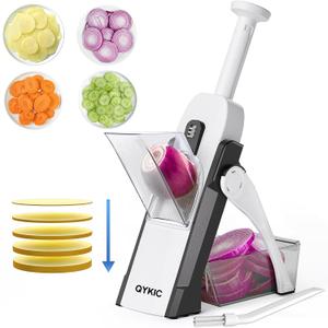 QYKIC Safe Mandoline Slicer, Potato Clips Vegetable Food Cutter, Thickness Adjustable for Cucumber Onion Lemon with Vegetable Peeler (Only Slicer) Grey (3 IN 1 Gray)