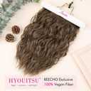 REECHO Clip in Hair Extensions - 4PCS Short Curly Wavy Hairpieces, 12" Invisible Lace Weft, Natural Soft, Light Chestnut Brown