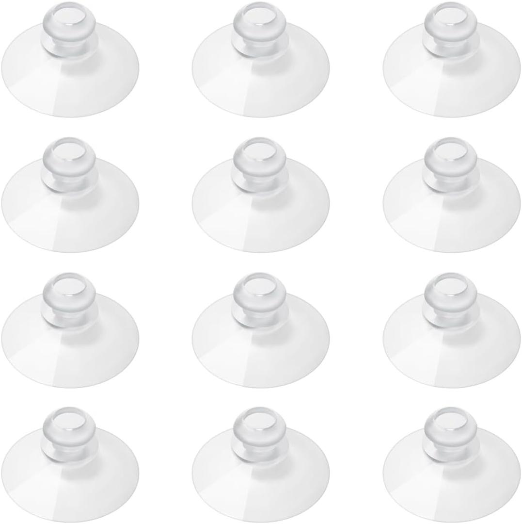 12 Pieces 1.2 inch Small Clear Suction Cups for Glass, Without Hooks Without Holes, Thick Professional Sucker Pads for Organization Decoration Window Bathroom Kitchen Car Radar Detector