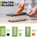 8-in-1 Vegetable Chopper with Container - Veggie Onion Salad Chopper, Mandoline Slicer, French Fry Cutter, Kitchen Gadgets with Cleaning Tools (Gray)