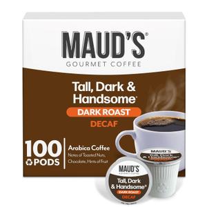 Maud's Decaf Dark Roast Coffee Pods, 100 ct, Decaffeinated Single Serve Pods – 100% Arabica, Compatible with Keurig K Cups Maker