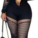 WEICHUJIAN Women Sexy See Through Womens Jumpsuit Outfits Mesh Hollow Out Crop Top Bodycon Long Sleeve Rompers XL