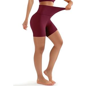 Laite Hebe Biker Shorts Women High Waisted Tummy Control- Capri, Ultra-Comfort for Workouts, Yoga & Daily Wear 5 INCH, XX-Large, Wine
