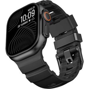 Rugged Silicone Bands Compatible with Apple Watch Ultra 3/2/1 Band 49mm 46mm 45mm, Durable Adventurous Sport Rubber Strap with Metal Clasp for iWatch Series 11 10 9 8 7 SE(Black, 42mm/44mm/45mm/46mm/49mm)