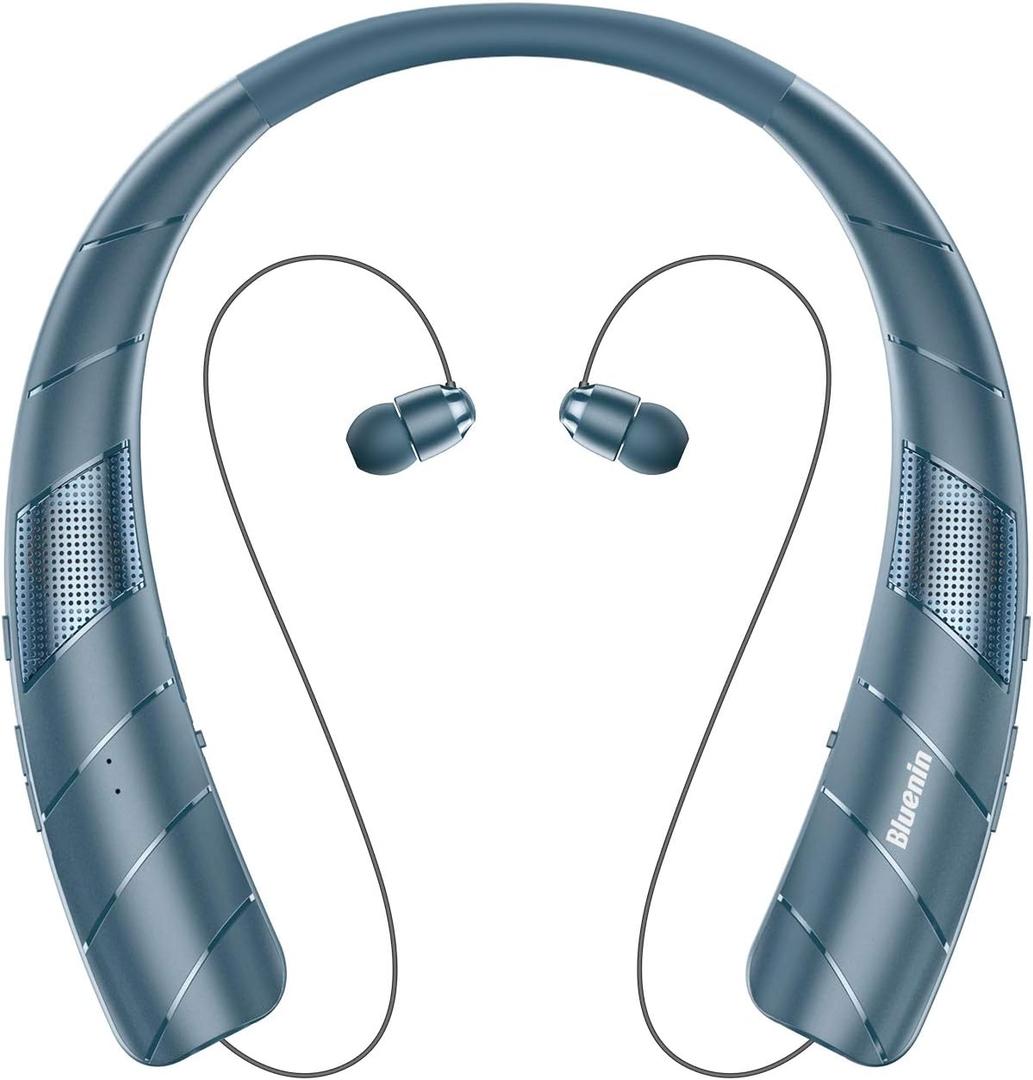 Neckband Bluetooth Headphones Speaker 2-in-1Wireless Wearable Speaker at lightest 99g weight with Retractable Earbuds, Portable Speakers and Headsets w/Bulit in Mic for Home, Office and Outdoors
