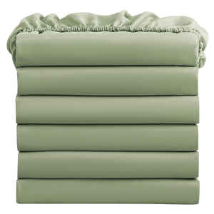 FreshCulture Twin Fitted Sheets, Bulk Pack of 6, Deep Pocket, Soft Microfiber Bottom Sheets for Home, Salons, Hotels, Twin Size Fitted Sheets Only (Sage Green)