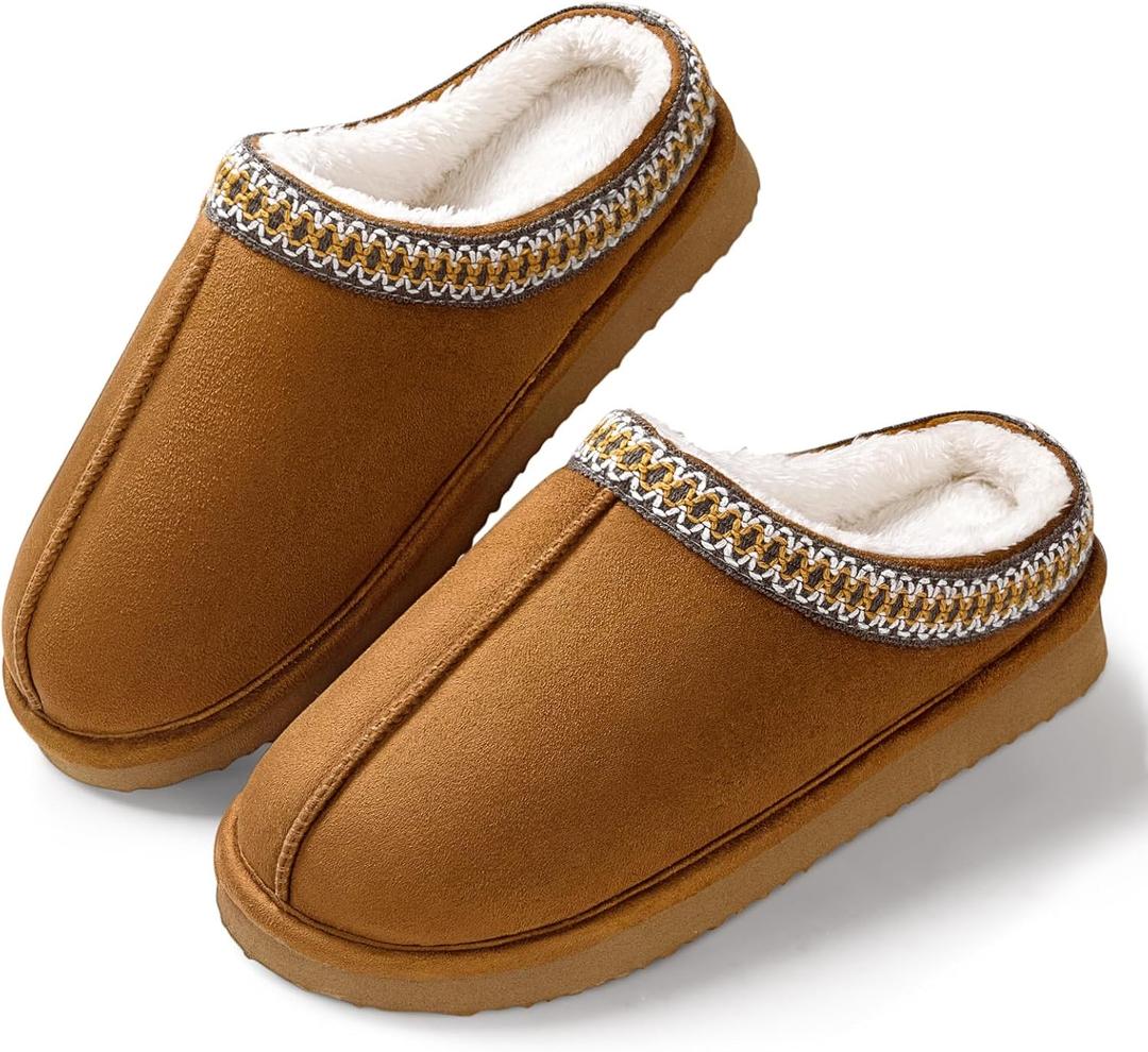 Homitem House Bedroom Slippers for Women Platform Shoes Indoor and Outdoor with Fuzzy Lining Hard Sole Memory Foam Slip on, 9-10