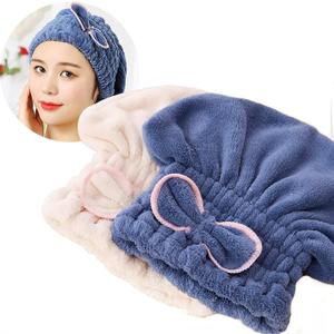 Jseng 2PC Microfiber Hair Drying Caps, Extrame Soft & Ultra Absorbent, Fast Drying Hair Turban Wrap Towels Shower Cap for Girls and Women (Blue+beige)
