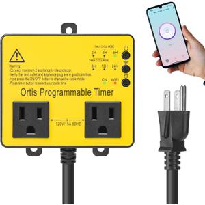 WiFi Above Ground Pool Timer Switch, Ortis Smart Pool Timer with Smart Life App Control, Realize Switch and Timing on Your Phone, for Swimming Pools, Filters, Pumps, and Landscape Lights (Yellow)