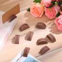 Colingmill 24 Pcs Wooden Table Number Stands Wedding Table Name Holder Semicircular Design Place Card Holders with 24 Pcs Tented Cards for Retail Shop Wedding Party Events Decoration(Brown)