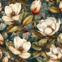 REDAMANCY Vintage Dark Green White Magnolia Floral Plants Peel and Stick Wallpaper Stick on Contact Paper Vintage Wall Paper Easy Peel Off for nightstand Drawer Cabinet Renter (17.7" x 118")