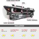 Huray Headlight Assembly for Mazda CX-5 CX5 2022 2023 2024 Full LED DRL RH Front Projector Headlamp OE Factory Replacement for KPF351031 Right Passenger Side