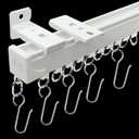 Curtain Tracks Ceiling Wall Mounted Room Divider Curtain Rods Track Ceiling Curtain Track or Wall 6 FT with Hooks Curtain Tracks White Suitable for Living Room Bedroom Bathroom