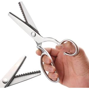 Jasni 100% Full Stainless Steel Heavy Duty Sharpe Decorative Edge Zig Zag Pinking Scissors Professional All-Metal Shears for Fabric, Paper, DIY Crafts, and Sewing Projects