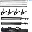 HYJ-INC 12ft x 10ft Photo Video Studio Heavy Duty Adjustable Photography Muslin Backdrop Stand Background Support System Kit with Carry Bag 4 Spring Clamps