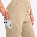 YYV Women's Golf Pants Stretch Work Ankle Pants High Waist Dress Pants with Pockets for Yoga Business Travel Casual (Beige, XXL)