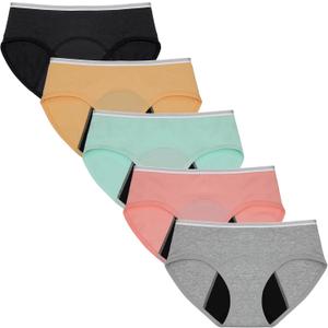 Musort Period Underwear for Teens Heavy Flow High Absorbency Girls Menstrual Panties Cotton Leakproof Protective Briefs (US, Age, 14 Years, 16 Years, Color-1)