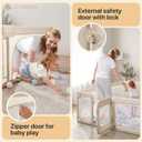 Baby Playpen with Walk-in Gate & Zipper Door, 79x71in Extra Large Playpen for Babies and Toddlers, Sturdy Indoor Play Pen with Breathable Mesh & Safety Lock(Khaki)