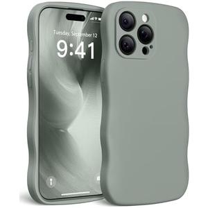 SuydanBox Magnetic for iPhone 15 Pro Max Case, [Full Camera Protection][Compatible with MagSafe] Cute Wave Frame Silicone Shockproof Protective Phone Case for iPhone 15 Pro Max 6.7",Calke Green