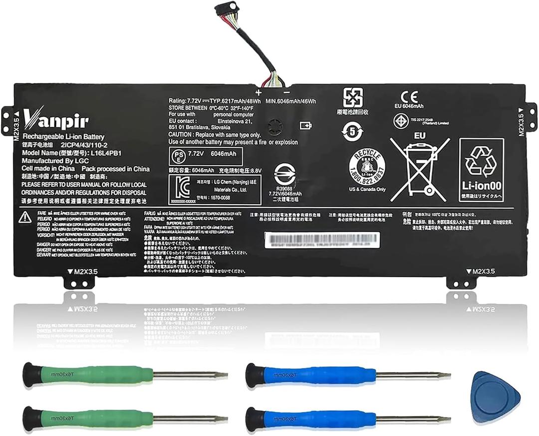 L16L4PB1 L16C4PB1 Laptop Battery Compatible with Lenovo Yoga 720-13IKB 730-13IKB 730-13IWL Series 5B10M52738 5B10M52739 5B10M52740 7.72V 48Wh 6217mAh L16L4PB1 L16C4PB1 Laptop Battery Compatible with Lenovo Yoga 720-13IKB 730-13IKB 730-13IWL Series 5B10M52738 5B10M52739 5B10M52740 7.72V 48Wh 6217mAh