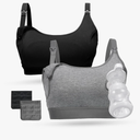 Momcozy Pumping Bra, Pumping Bra Hands Free All Day Wear Pumping & Nursing Bra in One Holding Breast Pump for Spectra, Medela, Size M