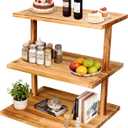 Upgraded Countertop Coffee Station Organizer, 3 Tier Wooden Shelf for Coffee Bar Accessories, Condiment Storage Caddy for Kitchen, Display Rack for Cupcake Tea Cups Kitchen Office