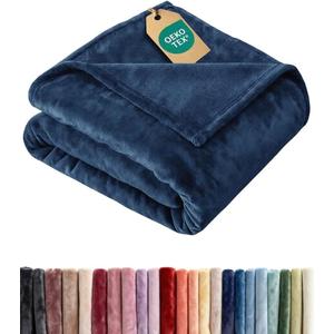 Ultra Soft Fleece Blanket Throw Size - Flannel Fleece Luxury Throw Blanket - Lightweight for Couch Bed Chair - Thick, Warm and Breathable - All Season Cozy Fuzzy, Anti-Static Microplush Bedding, Navy