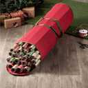 2 x ZOBER Round Christmas Gift Wrapping Paper Organizer Storage - 40 Inch Gift Wrap Storage Containers - Wrapping Paper Holder, Waterproof, Fits 25 Standard Rolls - Red