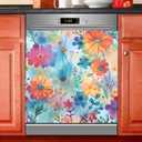 Colorful Beautiful Flowers Dishwasher Magnet Cover Sticker Magnetic Refrigerator Panel Front Door Fridge Microwave Decal Decorative
