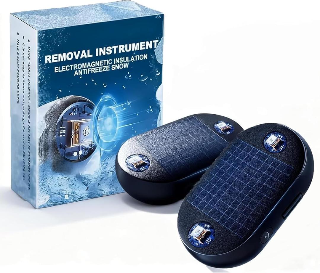 2PCS Anti-Freeze Electromagnetic Car Snow Removal Device, 2026 New Portable Solar Defroster for Windshield, Antifreeze Instrument for Ice and Snow Scraping
