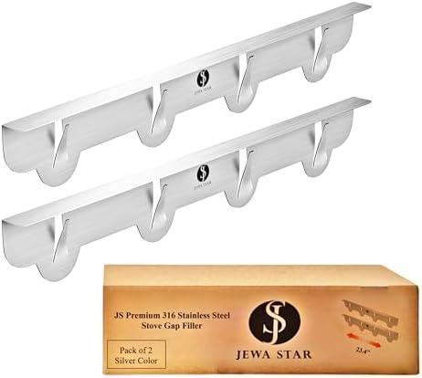JS 316 Stove Gap Covers Stainless Steel (2 Pack,23.4") Heat-Resistant Oven Gap Filler Seals Gaps Between Stovetop & Counter, Stove Gap Guards, Kitchen Stove Counter Cover, Easy to Clean Range Trim Kit