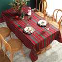 SASTYBALE Christmas Tablecloth Red,Plaid Rectangle Xmas Metallic Fabric Table Cloth Dust-Proof Wrinkle Resistant Heavy Weight Polyester Table Cloths for Holiday Kitchen Dinning Tabletop(52" x 70")
