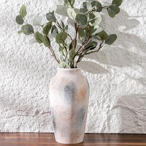 Uiddo Rustic Ceramic Vase for Home Decor, 11.4 Inch White Vintage Vases, Decorative Vase for Living Room, Dining Table, Bedroom, Farmhouse and Office Decor