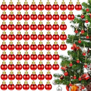 Poen 200 Pieces Mini Christmas Ball Ornaments 0.79 Inch Xmas Tree Balls Colorful Miniature Tree Ornaments Plastic Pendant for Holiday Party Decoration(Bright Red,0.79 Inch)