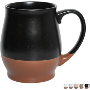 Bosmarlin Extra Large Ceramic Coffee Mug, 24 Oz, Dishwasher and Microwave Safe, Big Oversized Tea Cup, Reactive Glaze (Black)