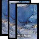 Fxojyvo 8x14 Picture Frame Set of 3, Black Frame for 8 x 14 Inch Picture Poster Photo, Light Weight and High Transparent 8 by 14 Frame for Wall - 3 Pack/Black/8"x14"