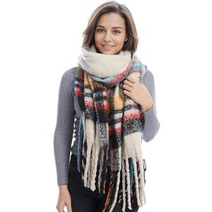 MissShorthair Oversized Chunky Blanket Scarf for Women Winter Warm Colorful Big Scarfs Plaid Thick Scarves Soft Fluffy Shawl