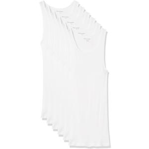 Amazon Essentials Men's Lightweight Tank Undershirts, Pack of 6 (Large, White)
