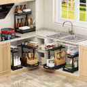 ARSTPEOE Under Sink Organizer - 2 Packs Multi-Purpose Pull-Out Storage Organizers, Slide out Pull out Metal Cabinet Organizer Shelf, Storage for Kitchen Bathroom, Black