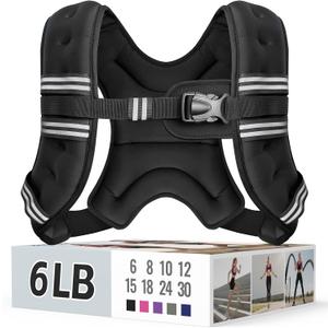 Zeerun Weighted Vest for Women & Men with Reflective Stripe and Adjustable Buckle, Comfortable & Durable Rucking Vest for Walking, Running & Strength Training, 6LB