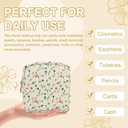 UIXIZQ Waterproof Mini Floral Makeup Bag Pouch for Purse,Nylon Flower Cosmetic Bag Small Preppy Toiletry Organizers Bag for Women Girl,Cute Zipper Pouch Coin Purse for Work(Mini Light Yellow-Flowers)