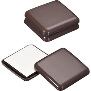 uxcell Furniture Sliders, 4Pcs 2" - Plastic Self-Adhesive Square Sliding Pads, Chair Glides for Carpeted Tile Vinyl Hardwood Floors (Brown)