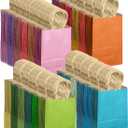 Qiqee 24Pcs Medium Gift Paper Bag with Handles Bulk - 10.6"x8.3"x4.3" Rainbow Party Bags - Mulit Color