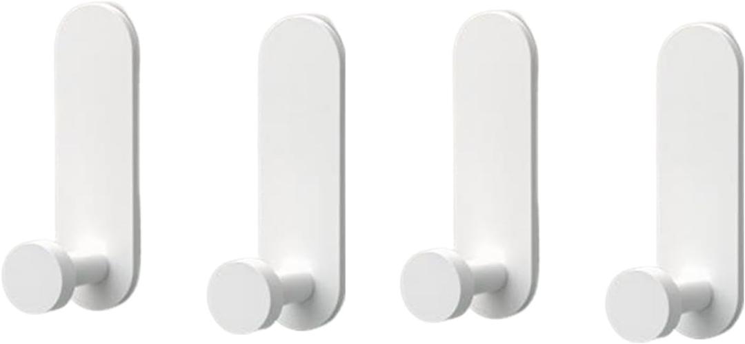 No-Drill Wall Hooks Heavy Duty 33LB - 2/4 Pack Rustproof Adhesive Hooks for Bathroom Shower, Kitchen, Wreath Door - No Damage Self Stick Hangers (White,4)