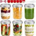 16 oz Wide Mouth Mason Jars with Embossing Pattern, 6 Pack Canning Jars with Volume Marks,Pint Glass Jars with lids for Fermenting,Pickling,Preserving,Meal Prep,Pantry organization,Gift Giving&Crafts