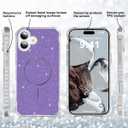TEECOVER for iPhone 16 Plus Case 6.7-Inch, [Clear Wavy Border][Sparkly Glitters][Fit for MagSafe] Shockproof Cute Slim Phone Case for Women & Girls - Purple