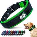 Black Rhino Extra Large Dog Collars - Adjustable Reflective Heavy Duty Wide Dog Collar with Ultra-Soft Neoprene Padding - Weatherproof, Durable, and Comfortable for Active Dogs - Green and Black XL